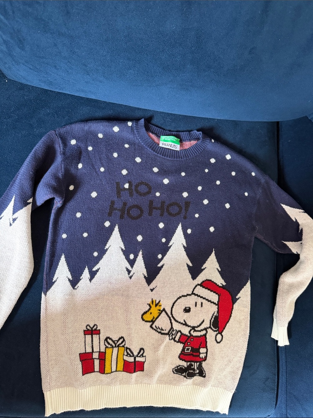 United Colors Of Benetton Navy Blue Snoopy Holiday Sweater